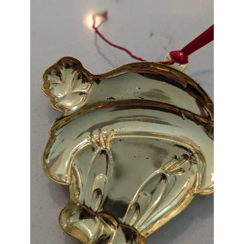 Looney Toons 3 Ornament Gold Tone Signed Vintage'97 Gloria Duchin Warner Brother